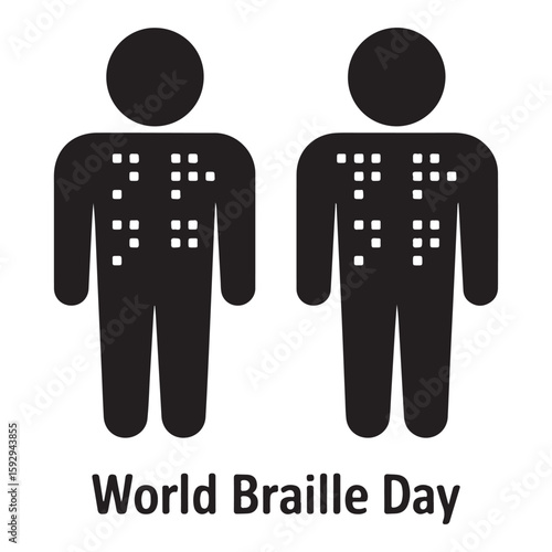Silhouette People with Braille Text World Braille Day Concept Vector