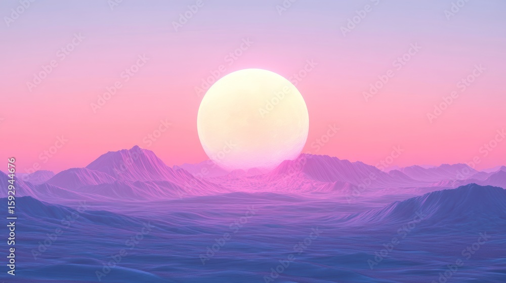 Fototapeta premium Pastel landscape sunrise over mountains