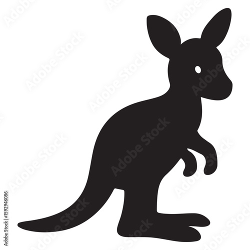 Young Kangaroo Silhouette Icon with Long Ears and Tail
