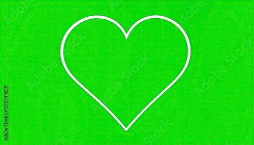Simple white heart on bright green background