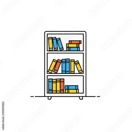 A neatly organized bookshelf filled with colorful books.