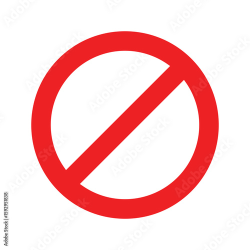 red prohibition sign on white plate isolated on white background