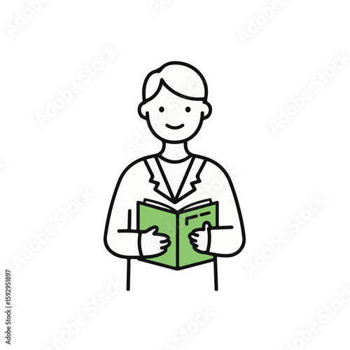 A person is reading a green book, enjoying knowledge.