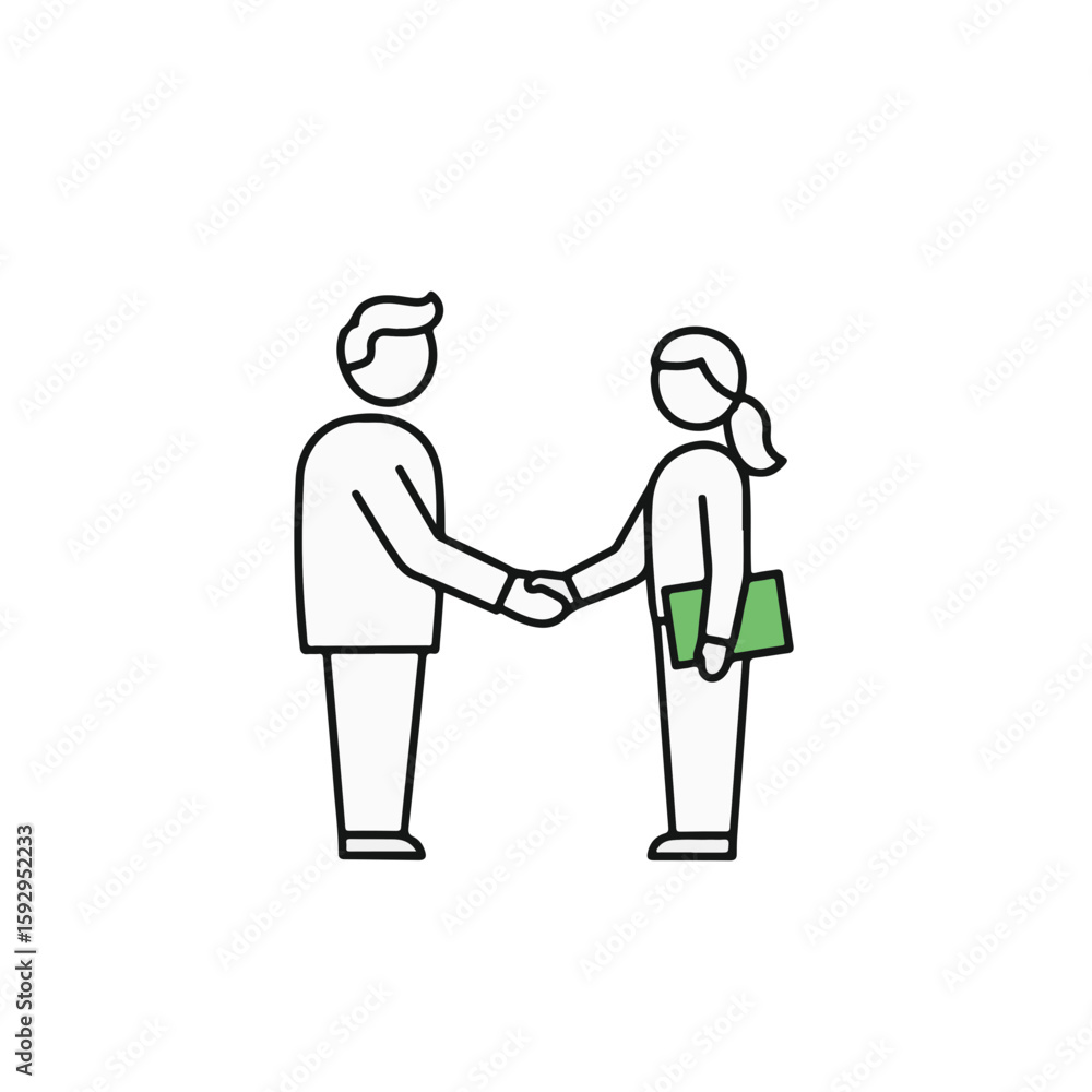 Business partnership handshake symbol with person. Business partnership handshake symbol with person.
