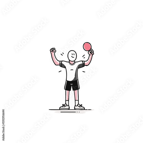 Headless Mascot Vector Art – Cartoon Pickleball Athlete Cheering – Flat Minimal 4-Color Design