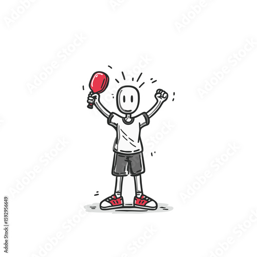 Headless Mascot Vector Art – Cartoon Pickleball Athlete Cheering – Flat Minimal 4-Color Design