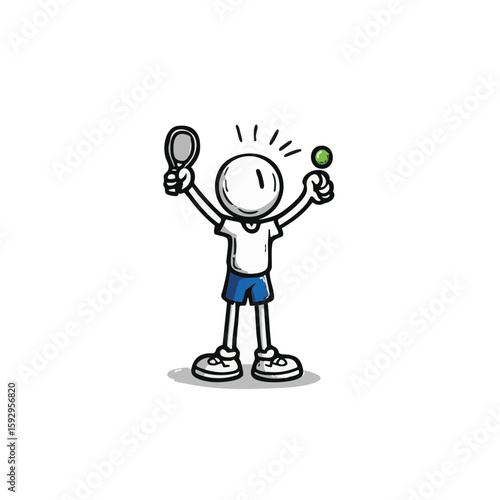 Headless Mascot Vector Art – Cartoon Pickleball Athlete Cheering – Flat Minimal 4-Color Design