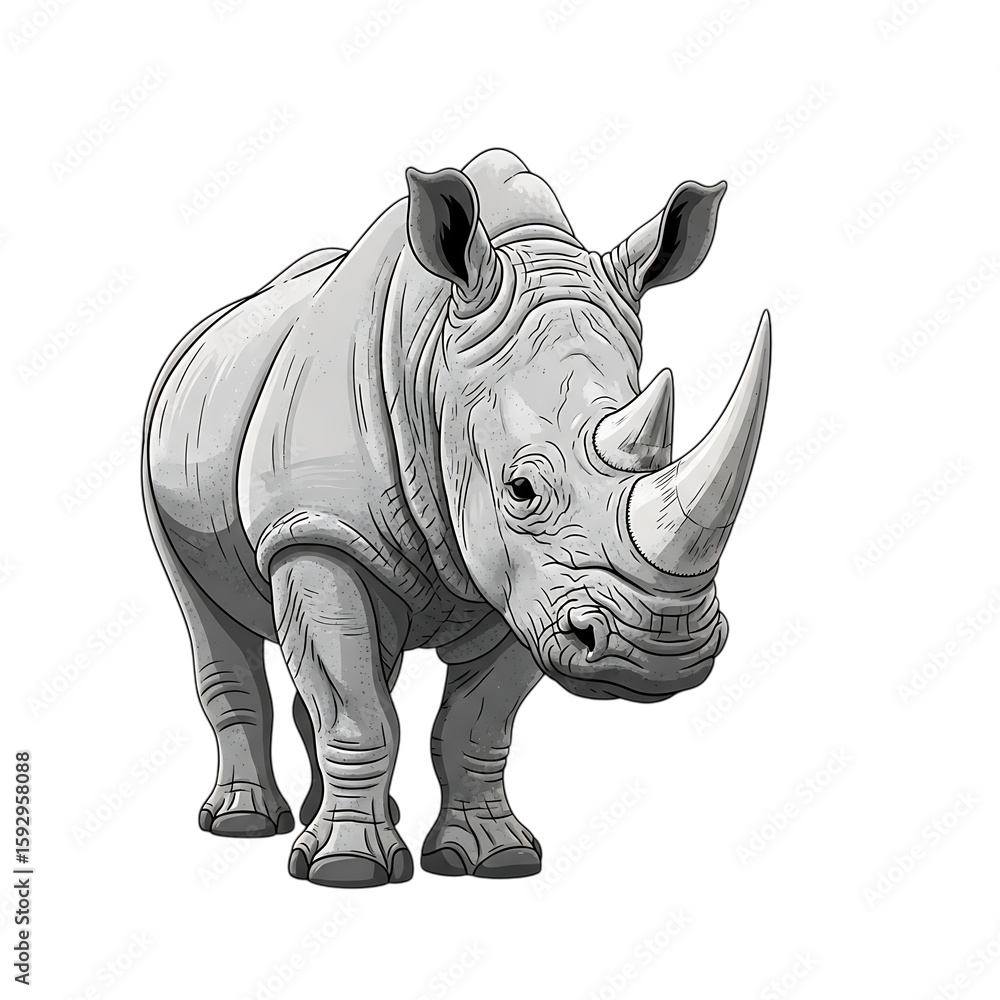 Obraz premium Powerful Rhinoceros Illustration Majestic Wildlife Art