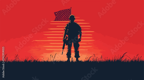 Honoring Memorial Day Soldier Silhouette