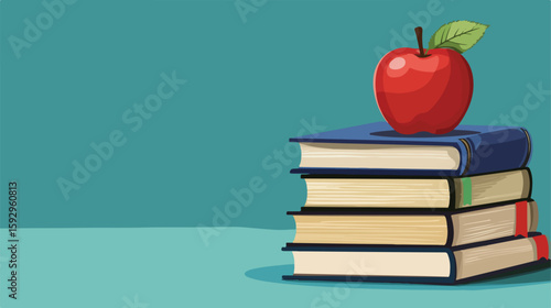 Celebrating Teachers: School Apple on Book Stack