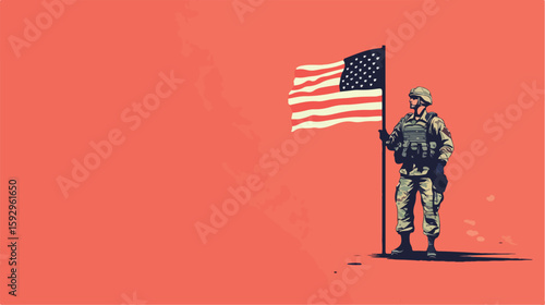 Veterans Day celebration card with soldier