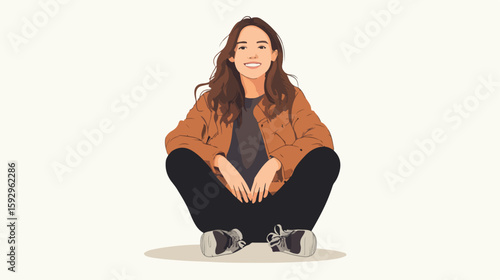 Joyful young woman in flat style
