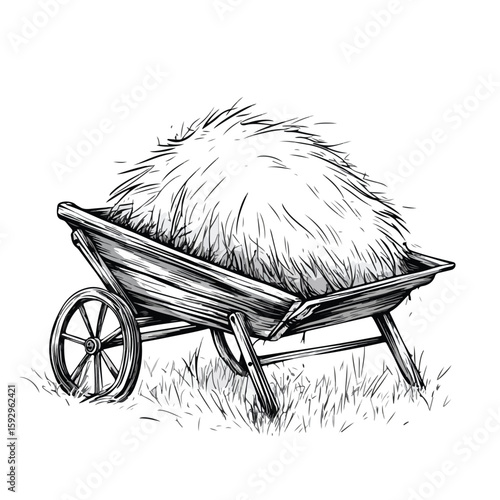 Cartoon Hay and Barrow Vector Illustration