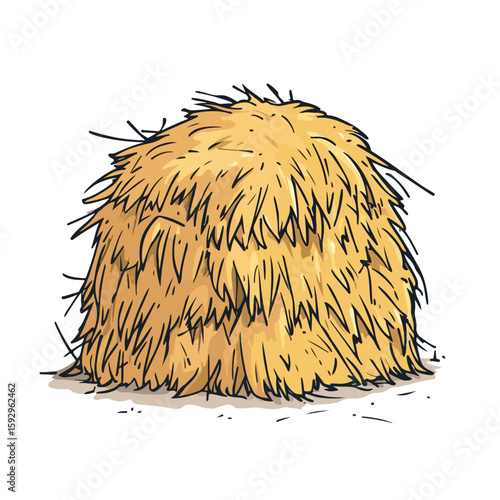 Hay Pile Cartoon Vector Illustration Hand-Drawn