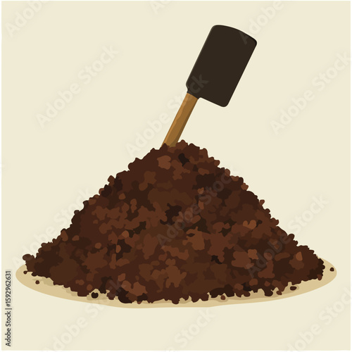 Gardening soil heap and shovel illustration
