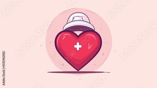 Medical Heart Nurse Hat Vector Illustration