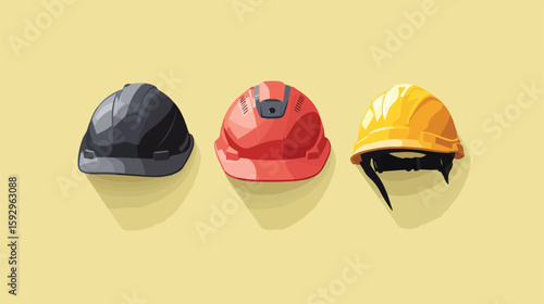 Helmet Construction Tool Icon Flat Vector