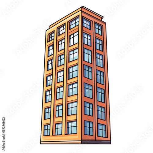 Urban skyscraper cartoon illustration