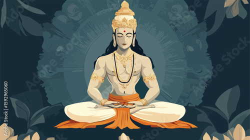 Hindu Lord Brahma Vector Illustration