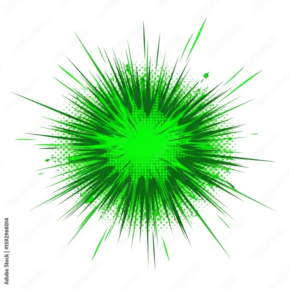 Obraz premium Green Comic Book Energy Burst Effect Fx for Comic Book Layout and Illustration
