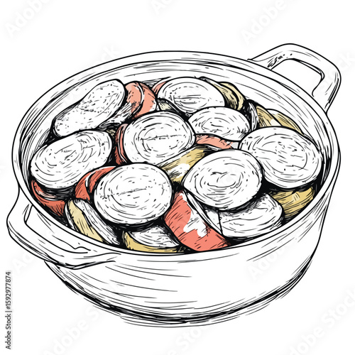 Vegetable Ratatouille Sketch Illustration