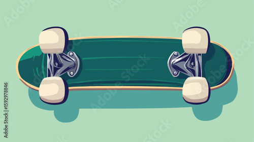 Flat Green Skateboard Sport Vector Illustration