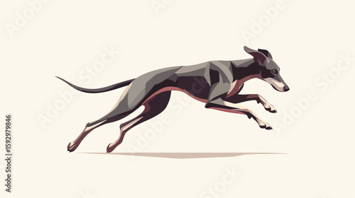 Elegant Greyhound Dog Jumping Vector Icon
