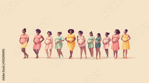 Interracial Women Pregnancy Characters Group Image