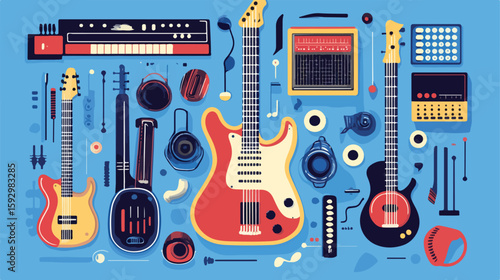 Musical Guitar Flat Vector Illustration