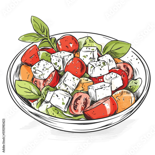 Traditional Greek Salad Hand-Drawn Sketch