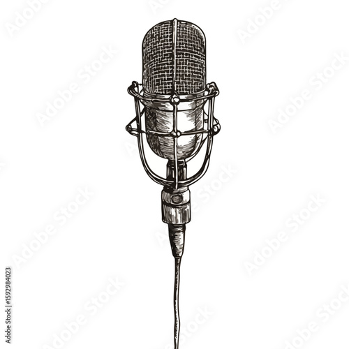 Vintage Vocal Microphone Sketch Illustration