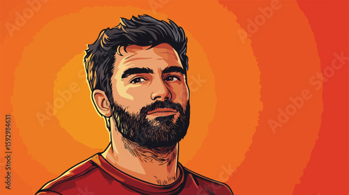 Man holding Bitcoin flat vector illustration