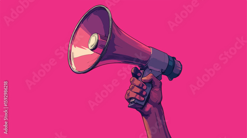 Democracy Promotion Hand Holding Megaphone Illustration