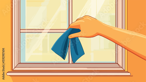 Window Cleaning Vector Illustration