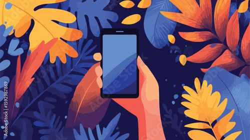 Smartphone Usage Illustration Vector Graphic