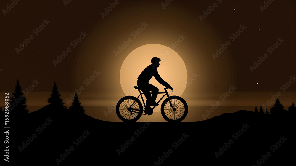 Obraz premium Professional cyclist riding a road and hill bicycle silhouette