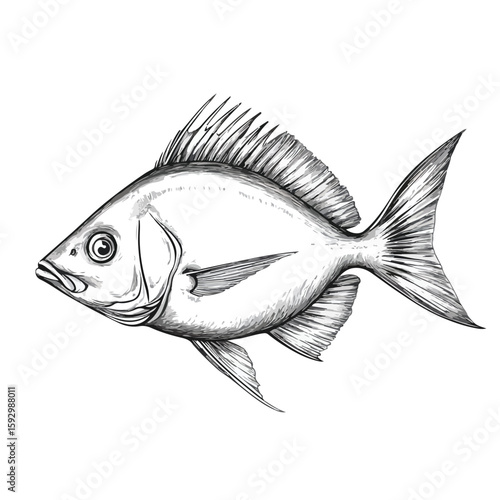 Atlantic Pomfret Sketch Symbol Isolated