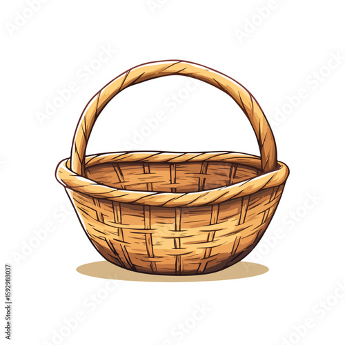 Cartoon Handcrafted Basket Vector Illustration