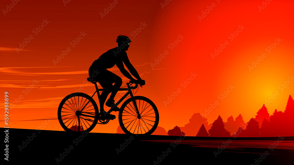 Obraz premium Professional cyclist riding a road and hill bicycle silhouette