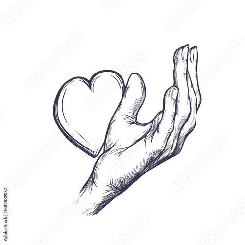 Expressive Love-You Gesture Sketch on White