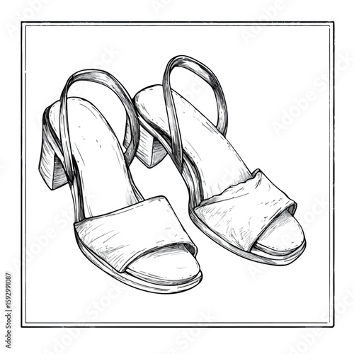 Wedge Sandals Hand-drawn Sketch