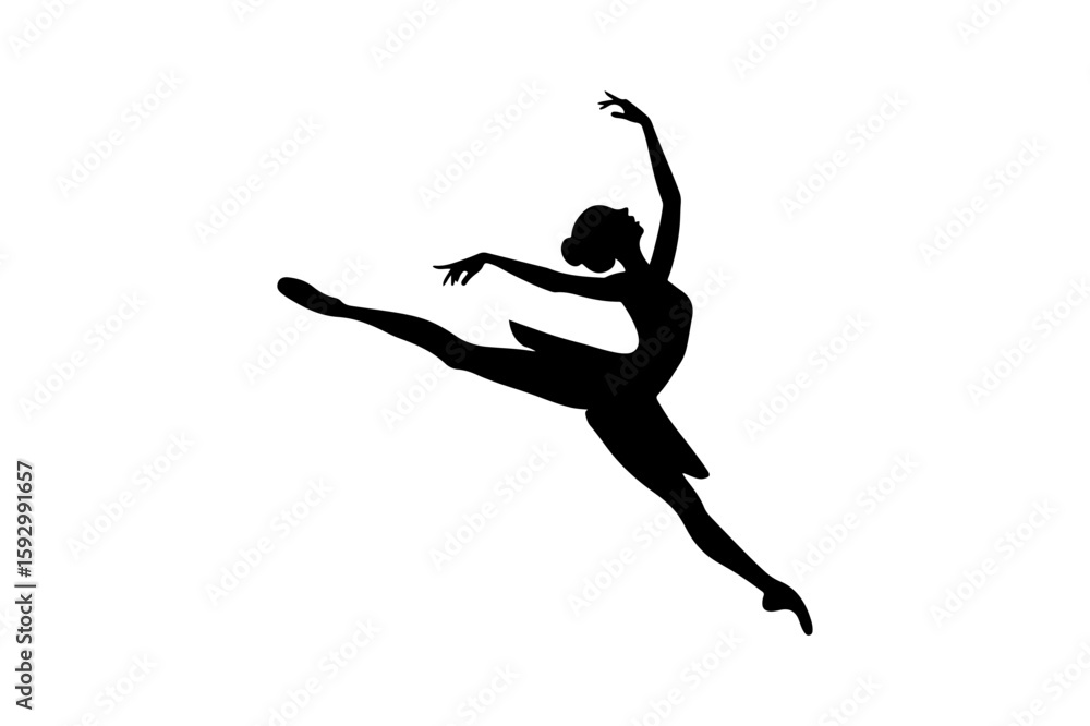 Fototapeta premium Elegant Ballet Dancer Silhouette Graceful Ballerina Figure for Dance Performance and Artistic Design Projects Perfect for Logos and Illustrations
