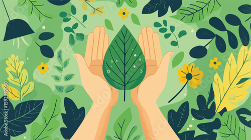 Eco-Friendly Hands Protecting Green Plant