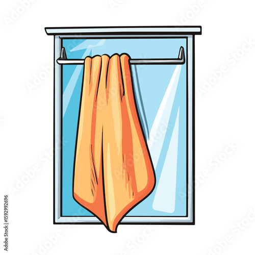 Cartoon Towel Hanging in Bathroom