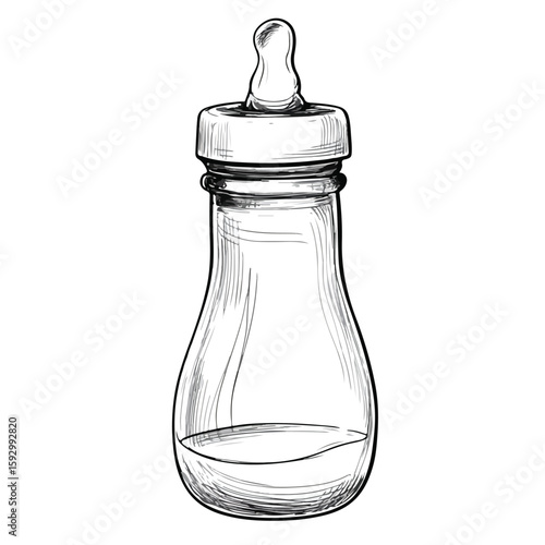 Hand-drawn Baby Milk Bottle with Pacifier