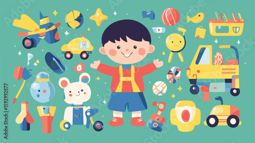 Cheerful Baby Toy Vector Illustration