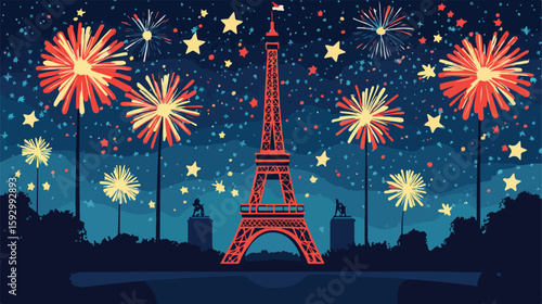 Bastille Day Celebration Lettering Poster