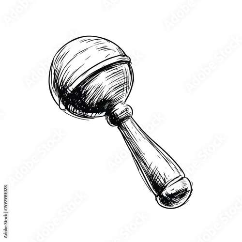 Hand-drawn Bell Baby Rattle Sketch