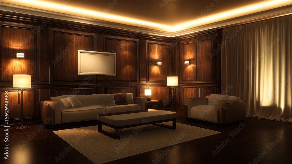 Fototapeta premium Elegant, dimly lit room with classic decor