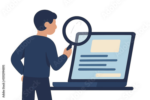 Project development specifications concept, along with business analysis and software requirement description, encompasses a vision and scope document, depicted in a set flat vector modern